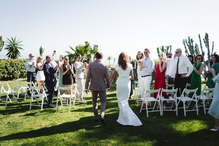 Paulis and Laura at their summer wedding at Tikitano Beach Restaurant & Lounge in Estepona, Costa del Sol