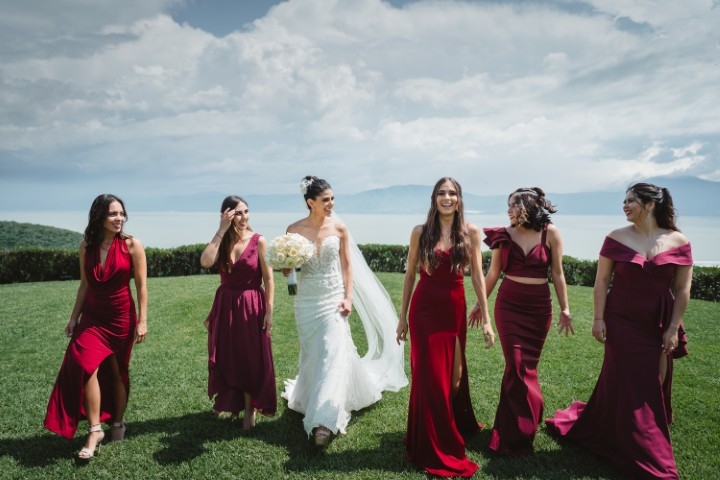 Terrace dining setup with sea views at a coastal wedding venue in Marbella