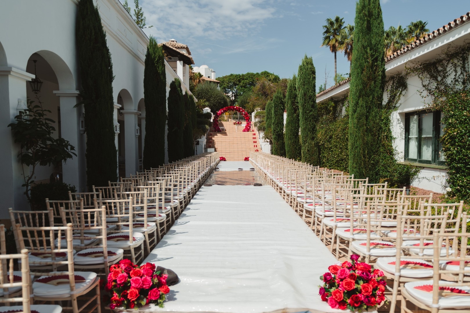 Luxury wedding ceremony setting in the Marbella area on the Costa del Sol